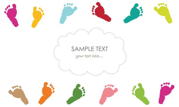赤ちゃん足印刷グリーティング カード - ベクター画像