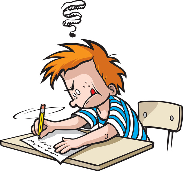 School Boy writing - Vettoriali, immagini