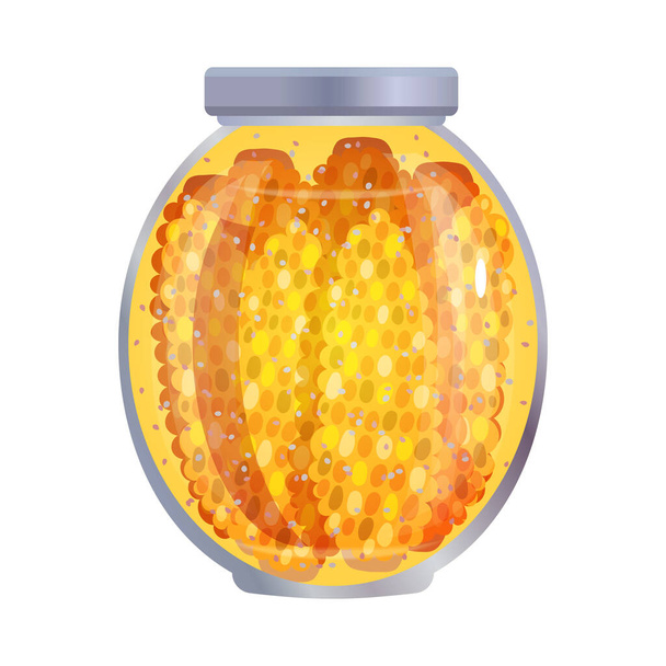 Composição de picles com imagem isolada de frasco de pedreiro preenchido com vegetais marinados em fundo em branco ilustração vetorial - Vetor, Imagem