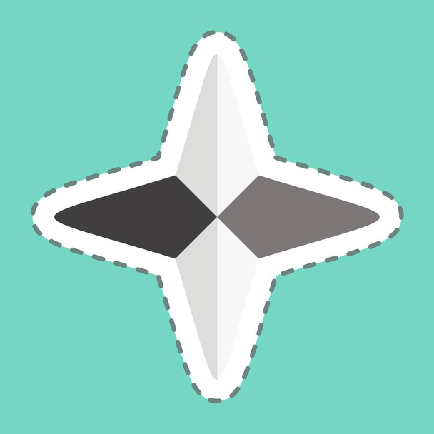 Sticker lijn doorgesneden Four Point Stars. gerelateerd aan Sterren symbool. eenvoudig ontwerp bewerkbaar. eenvoudige illustratie. eenvoudige vectorpictogrammen - Vector, afbeelding