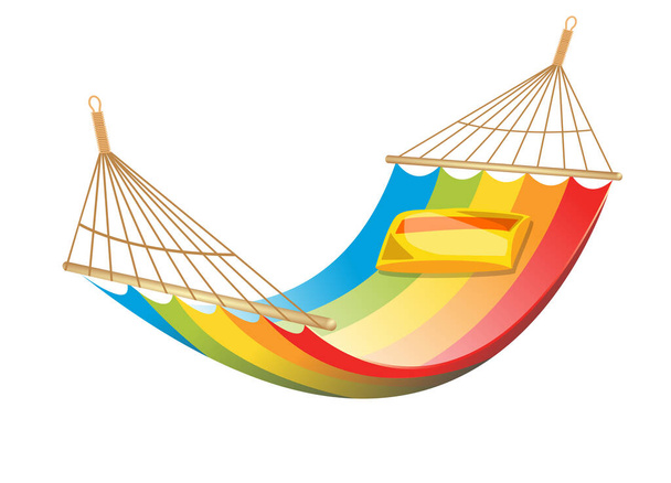 kleurrijke hangmat op strand geïsoleerd - Vector, afbeelding