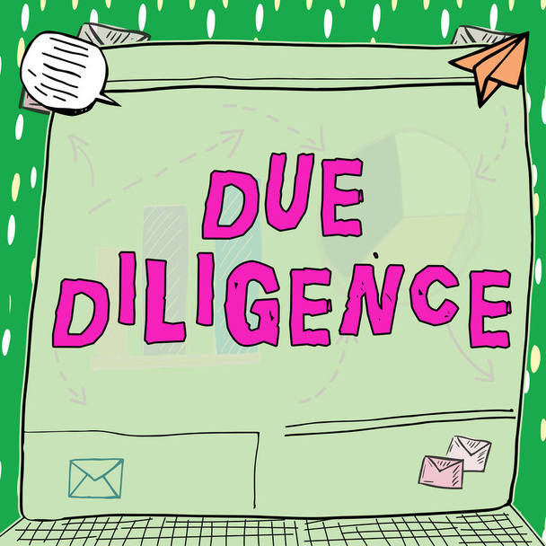 Текст рукопису Due Diligence, бізнес-концепція уникає шкоди іншій бізнес власності за угоду
 - Фото, зображення