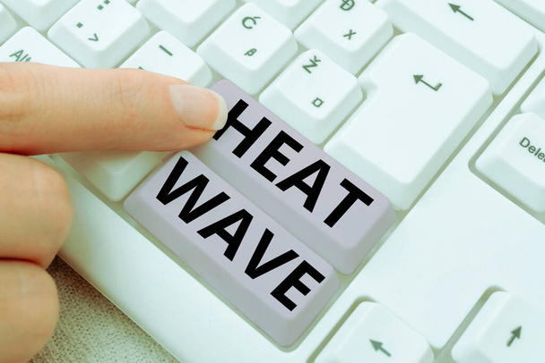 Podpis tekstowy przedstawiający Heat Wave, Koncepcja biznesowa dłuższy okres rażąco gorącej pogody - Zdjęcie, obraz