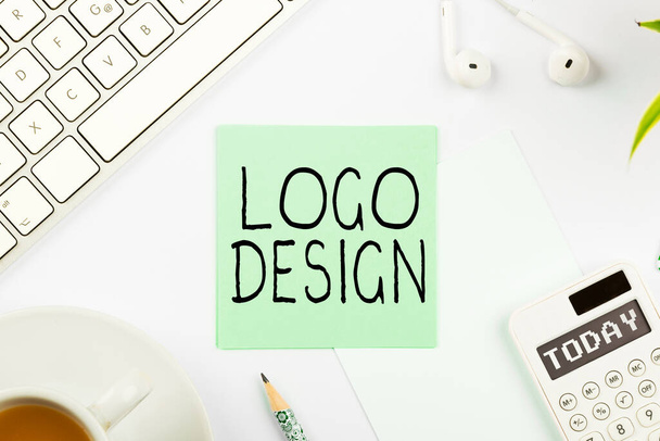 Diseño conceptual del logotipo de la exhibición, concepto de negocio una representación gráfica o símbolo del nombre de la compañía o de la marca registrada - Foto, Imagen