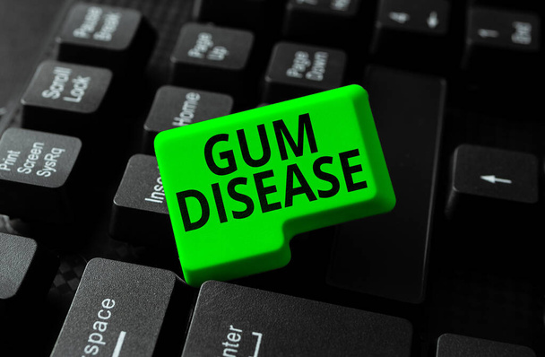 El yazısı işareti Gum Hastalığı, İnternet Yumuşak doku enfeksiyonu Dişeti Periodontiti - Fotoğraf, Görsel