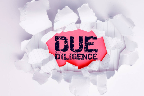 Titulek textu představující due diligence, Word, aby nedošlo k poškození jiného obchodního majetku na základě dohody - Fotografie, Obrázek
