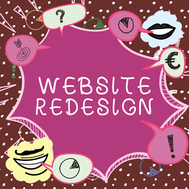 Inspirace zobrazování znamení Web Redesign, Obchodní přehled modernizovat vylepšovat nebo evamp vaše webové stránky vypadat a cítit - Fotografie, Obrázek
