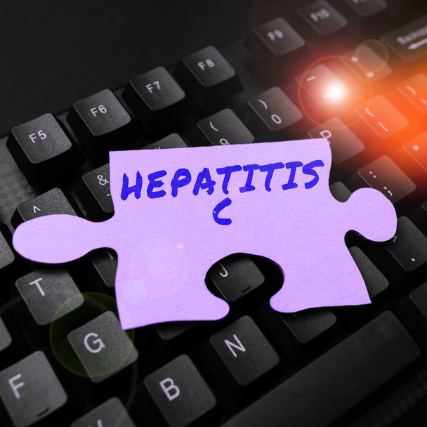 Titulek s textem Hepatitida C, Přehled podnikání Zánět jater způsobený virovou infekcí Onemocnění jater - Fotografie, Obrázek