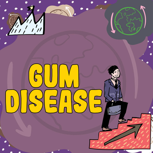 Conceptuele weergave Gum Ziekte, Zakelijk overzicht Ontsteking van het zachte weefsel Gingivitis Periodontitis - Foto, afbeelding