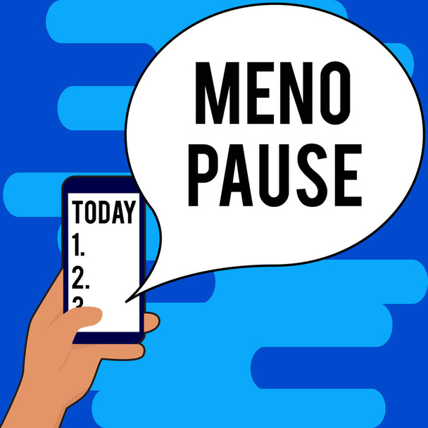 Affichage conceptuel Meno Pause, Photo conceptuelle le processus par lequel une femme cesse d'être fertile ou menstruée - Photo, image