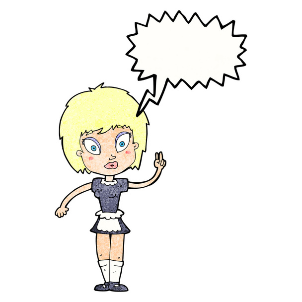 cartoon maid with speech bubble - Vector, afbeelding