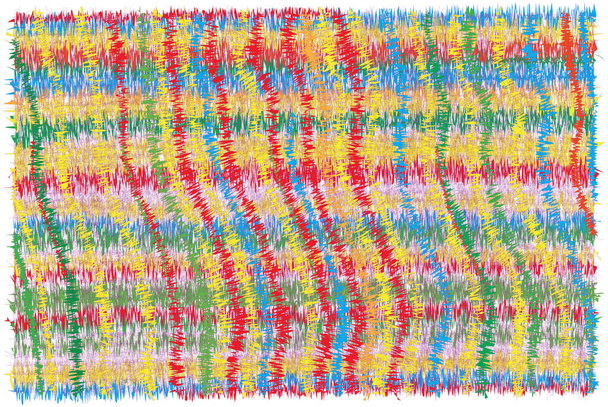 白い背景に隔離されたラフなグランジジグザグの波状の交差縞で演奏長方形のモトリーラグ、マット、カーペット、ドメイン、 - ベクター画像