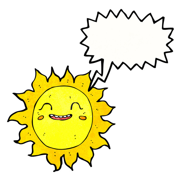 cartoon happy sun with speech bubble - Vektor, Bild