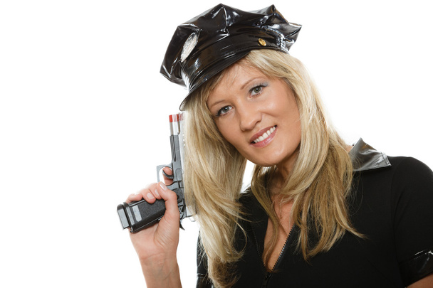 Policewoman cop holding gun - Foto, Bild