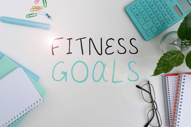 Inspiráló szöveg Fitness Goals, Word Written on Loose fat Build muscle Getting stronger Conditioning - Fotó, kép