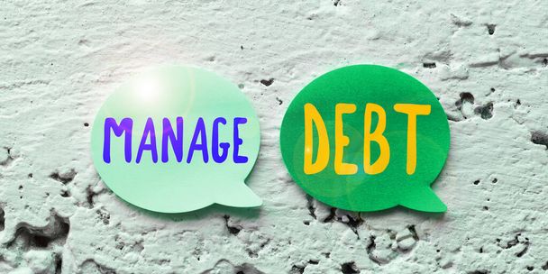 Signo de texto que muestra Manage Debt, Internet Concept acuerdo no oficial con acreedores no garantizados para el reembolso - Foto, Imagen