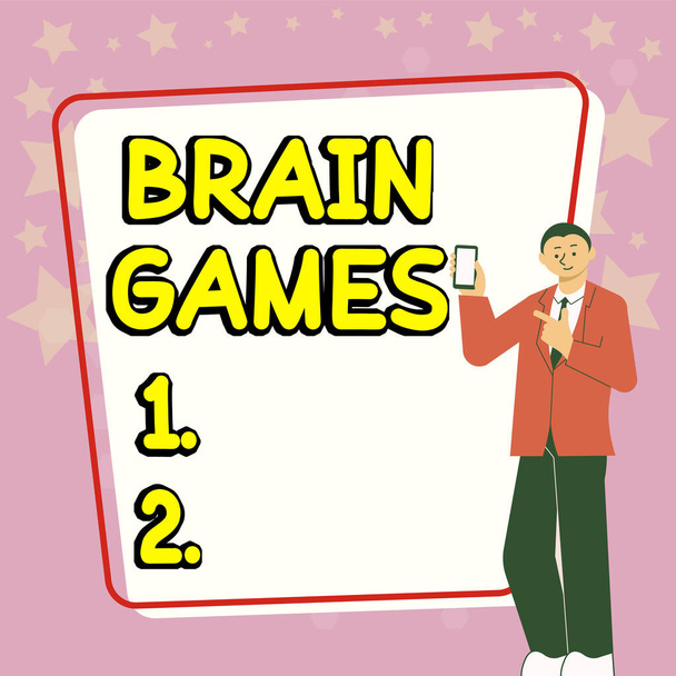 Zeichen für Brain Games, Konzept für psychologische Taktik zur Manipulation oder Einschüchterung des Gegners - Foto, Bild