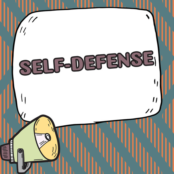 Text caption presenting Self Defense, Business overview the act of defending ones person when physically attacked - Photo, Image