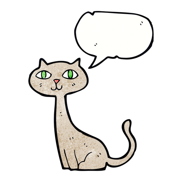 cartoon cat with speech bubble - Vector, Image