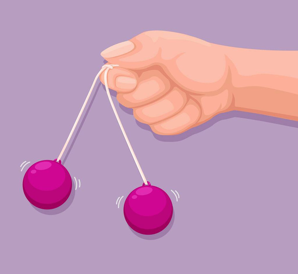 Ручной захват Латто-латто или хлопушки мяч символ игрушки вектор иллюстрации мультфильма - Вектор,изображение