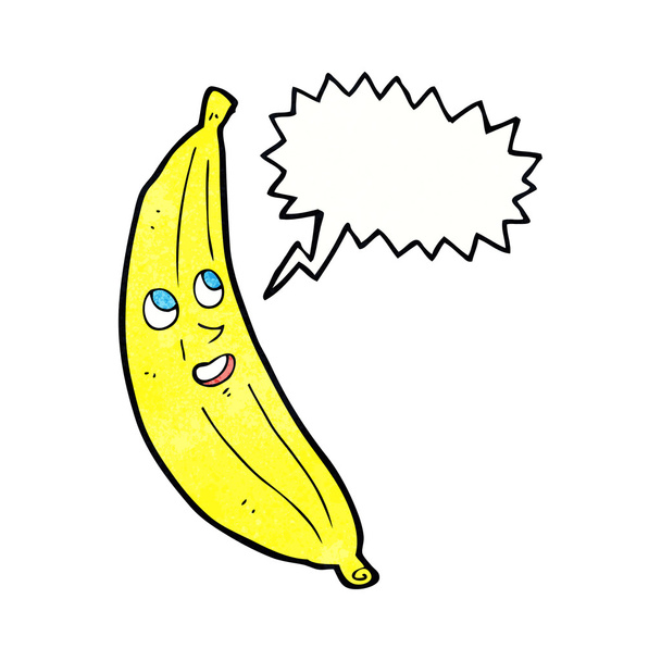 cartoon happy banana with speech bubble - ベクター画像