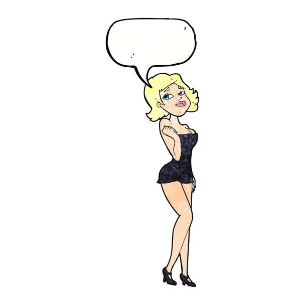 dessin animé femme attrayante en robe courte avec bulle de parole
 - Vecteur, image