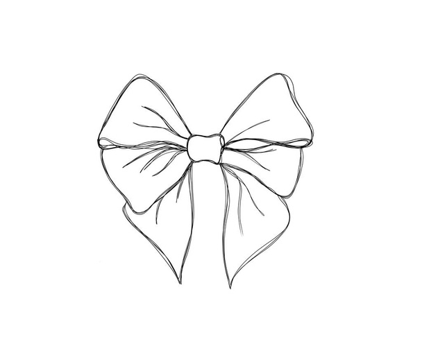 Beautiful festive bow with ribbons - line art illustration - Photo, Image