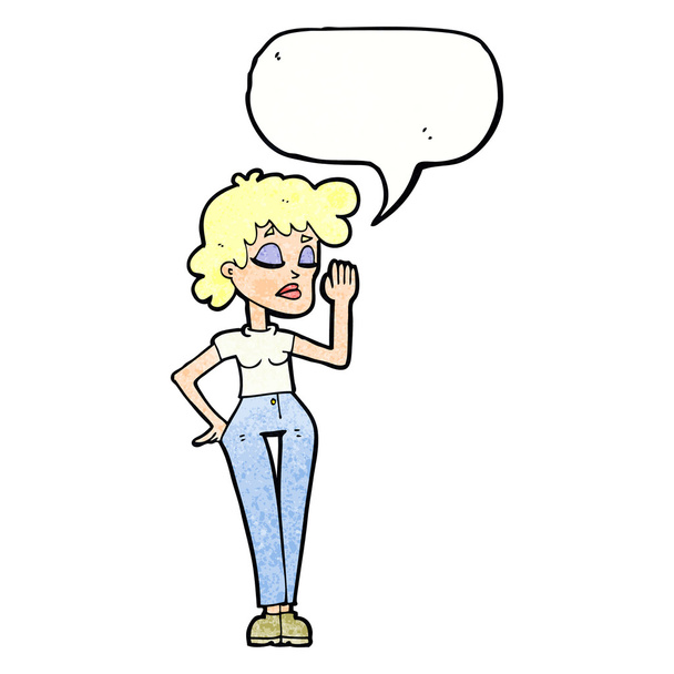 cartoon woman ignoring with speech bubble - Vetor, Imagem