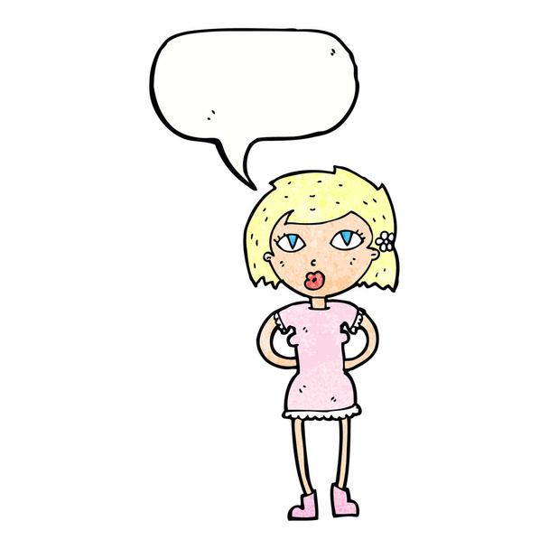 cartoon woman with speech bubble - Vetor, Imagem