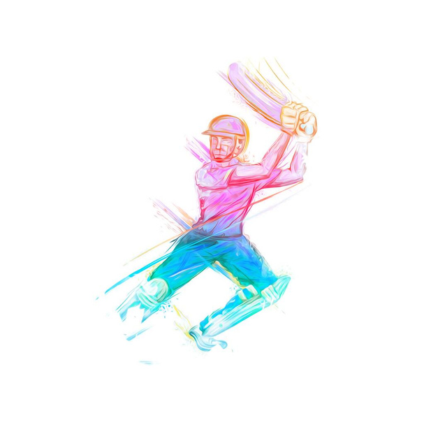 abstrakti värikäs kriketti pelaaja lyömällä iso kiho, värikäs kuva - Valokuva, kuva