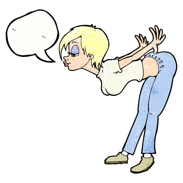 cartoon sexy woman with speech bubble - Вектор, зображення