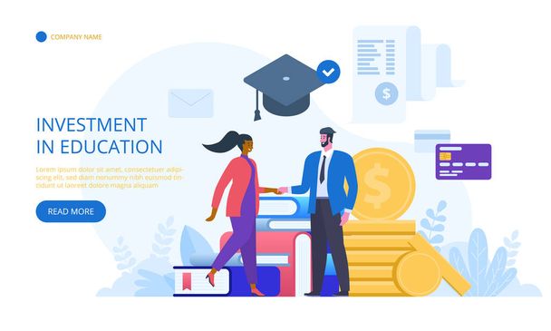Student loans investment in knowledge illustration - Vector, Image