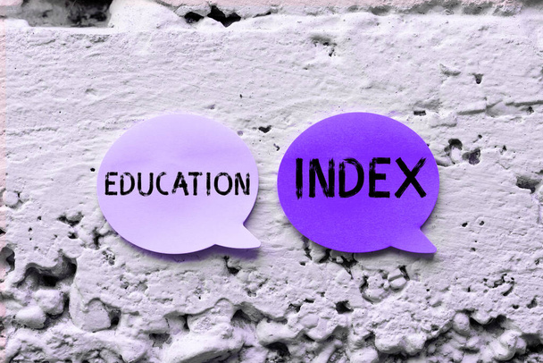 Szöveges tábla, amely bemutatja az oktatási indexet, az összes gyermek ifjúsági felnőtt tanulási igényeinek kielégítésére írt szó - Fotó, kép