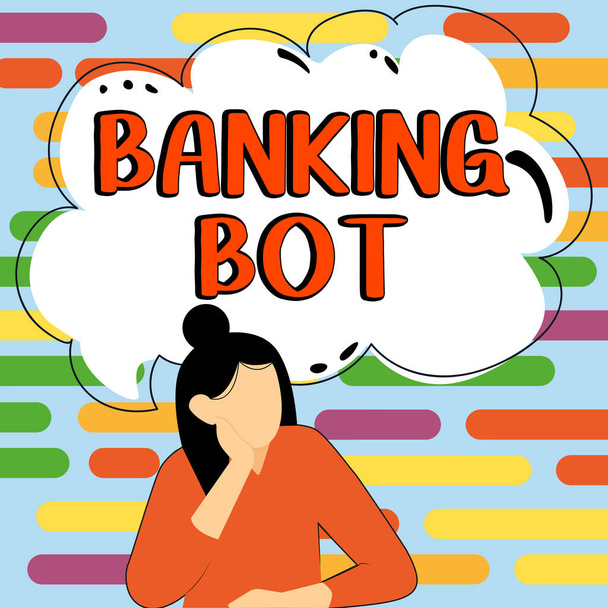 Koncepcyjny wyświetlacz Banking Bot, aplikacja Internet Concept, która uruchamia zautomatyzowane zadania bankowe przez Internet - Zdjęcie, obraz