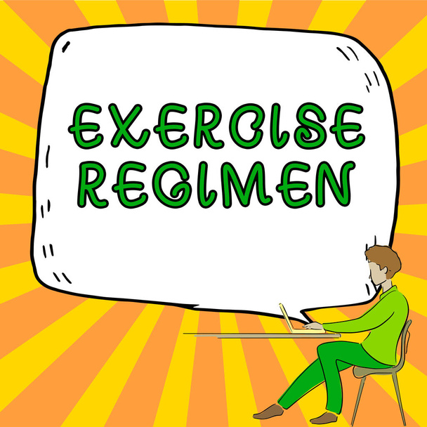 Handschrift teken Exercise Regimen, Business showcase bewegen lichaam energiek om fit en gezond te krijgen - Foto, afbeelding