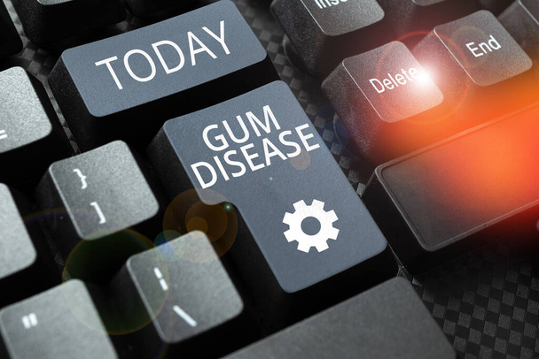 Conceptuele weergave Gum Ziekte, Woord Geschreven op Ontsteking van het zachte weefsel Gingivitis Periodontitis - Foto, afbeelding