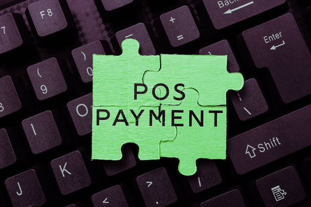 Testo indicante Pos Payment, Business vetrina cliente offerte di pagamento in cambio di beni e servizi - Foto, immagini