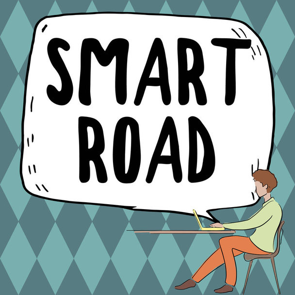 Texto que muestra inspiración Smart Road, Enfoque empresarial número de formas diferentes en que las tecnologías se incorporan a las carreteras - Foto, imagen