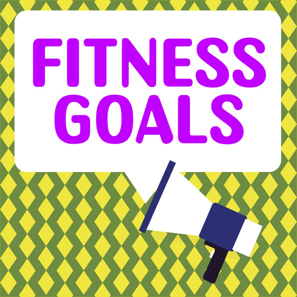 Fogalmi felirat Fitness Goals, Concept jelentése Laza zsír Építsd izom Egyre erősebb kondicionálás - Fotó, kép
