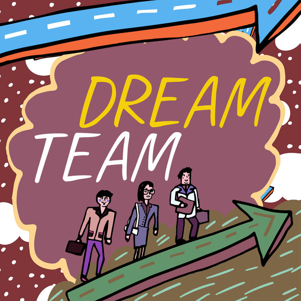 Légende conceptuelle Dream Team, mot pour unité ou groupe préféré qui tire le meilleur parti d'une personne - Photo, image