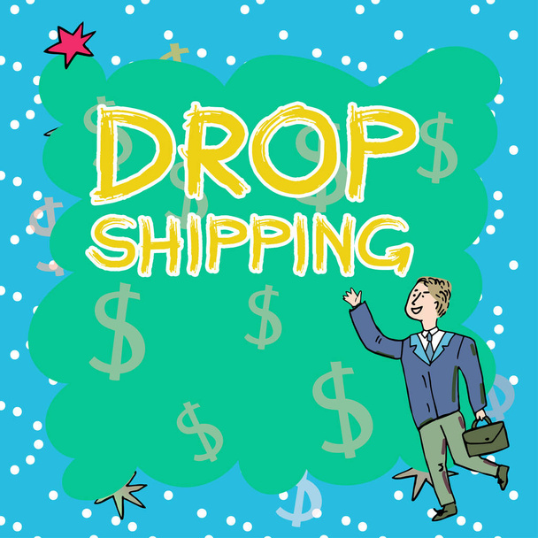 Текст підпису, що представляє Drop Shipping, Word для відправки товарів від виробника безпосередньо клієнту замість продавця
 - Фото, зображення