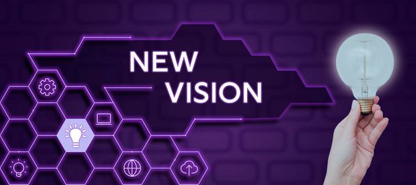 Kézírás jel New Vision, Koncepció jelentése látva néhány jövőbeli fejlesztések Remélhetőleg a jövőben - Fotó, kép