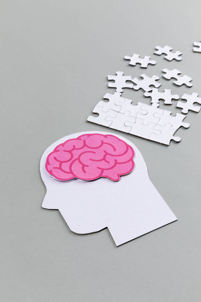 brain health and dementia series, the profile and the scattering puzzle - Fotoğraf, Görsel