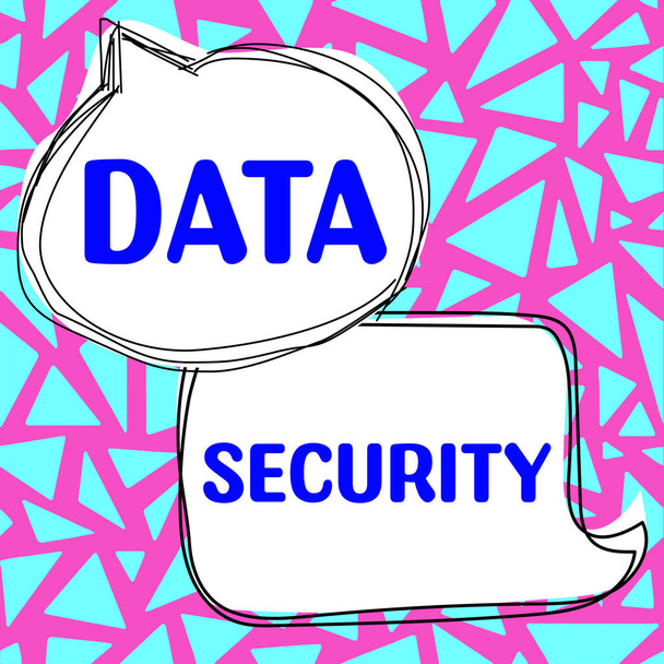 Escribir mostrando texto Seguridad de datos, Enfoque empresarial Confidencialidad Cifrado de disco Copias de seguridad Protección de contraseña - Foto, imagen