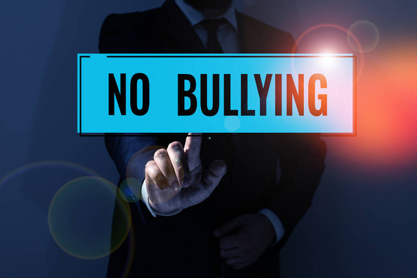 Podpis tekstowy przedstawiający No Bullying, Conceptual photo stop agresywne zachowanie wśród dzieci brak równowagi sił - Zdjęcie, obraz
