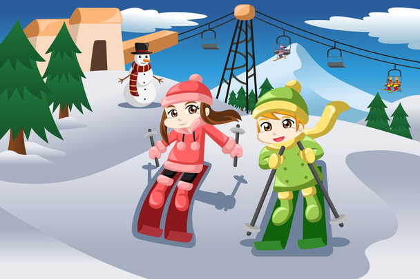 Kayak çocuklar - Vektör, Görsel