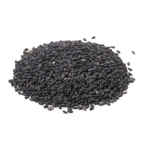 Black sesame seeds on white - Photo, Image