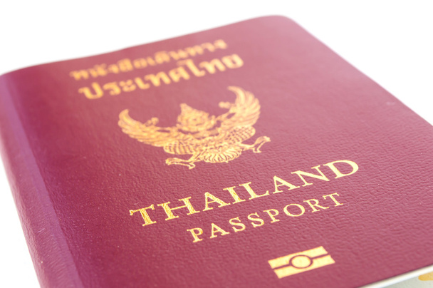 白い分離にクローズ アップ タイのパスポート - 写真・画像