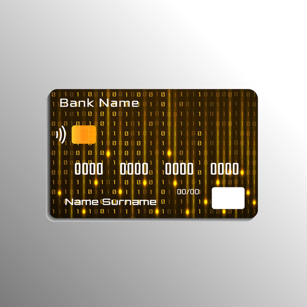 Creditcard met Binary code op achtergrond. Vectorillustratie - Vector, afbeelding