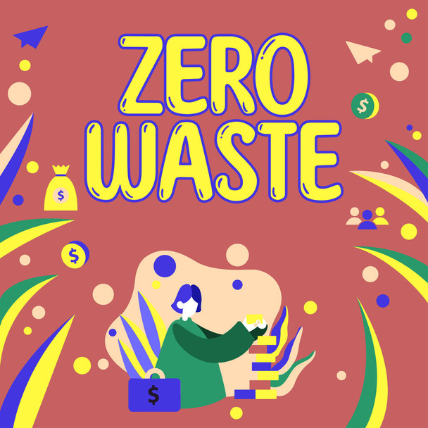 Ispirazione mostrando segno Rifiuti Zero, Parola scritta sulla responsabilità industriale include compostaggio, riciclaggio e riutilizzo - Foto, immagini